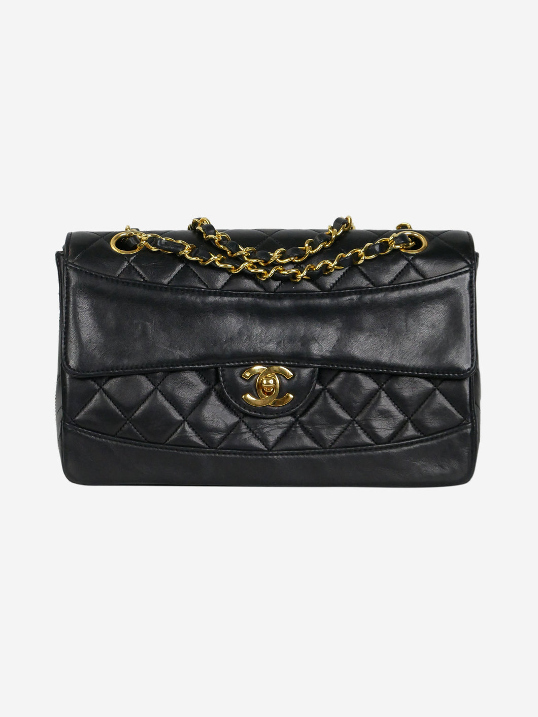 Black lambskin vintage 1989-1991 gold hardware single flap Shoulder bags Chanel 