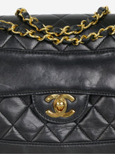 Load image into Gallery viewer, Black lambskin vintage 1989-1991 gold hardware single flap Shoulder bags Chanel 
