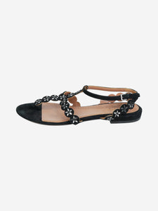Pedro Garcia Black suede and leather bejewelled sandals - size EU 38