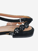 Load image into Gallery viewer, Black suede and leather bejewelled sandals - size EU 38 Flat Sandals Pedro Garcia 
