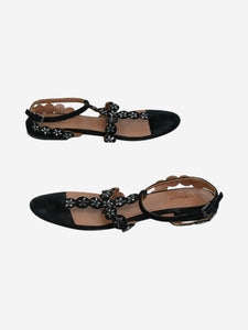 Pedro Garcia Black suede and leather bejewelled sandals - size EU 38