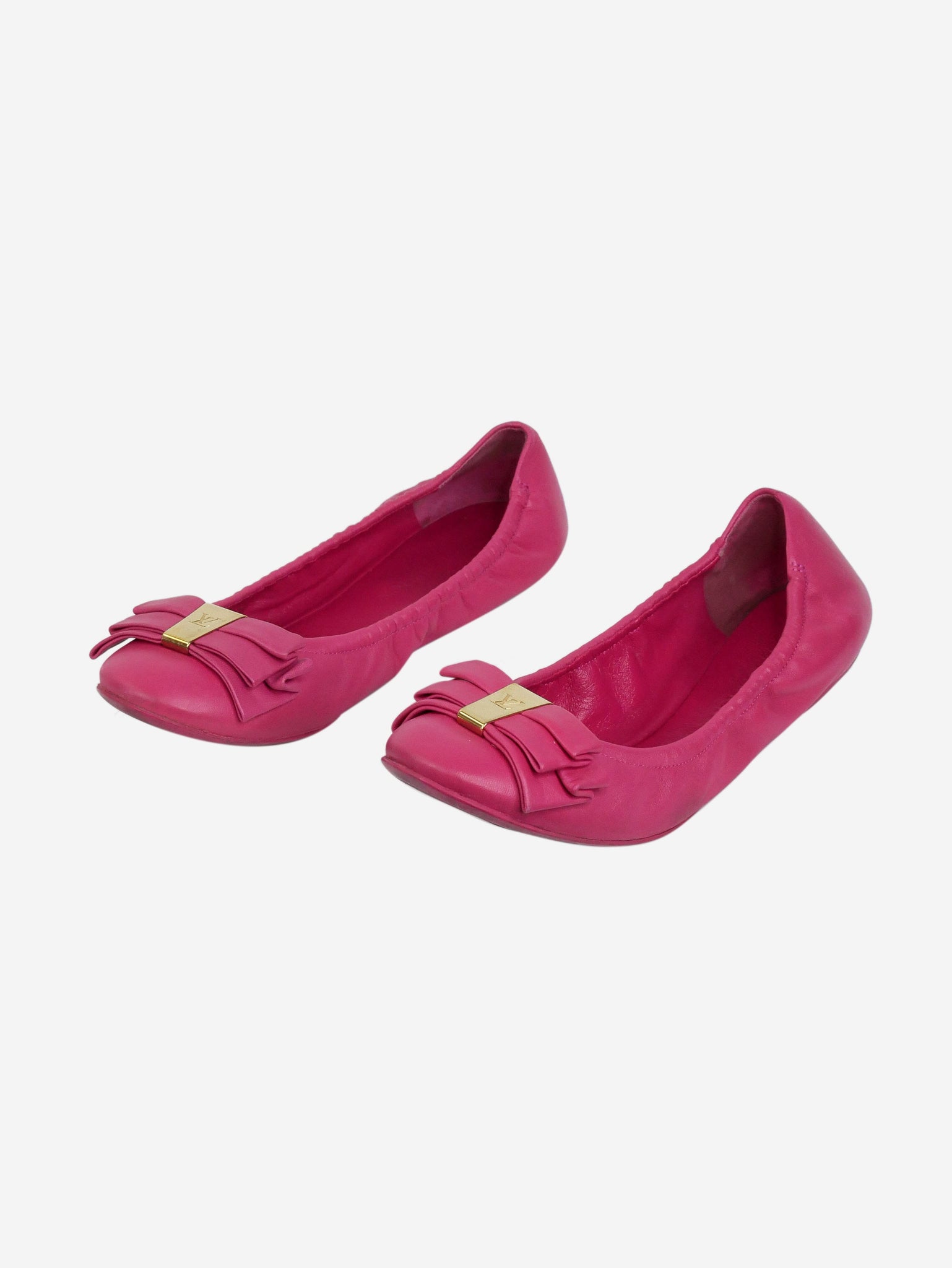 Louis Vuitton Pink Satin Balmoral Ballet Flats