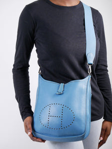 Hermes Blue Evelyne 2 PM Togo shoulder bag