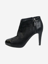Load image into Gallery viewer, Chanel Black sparkly ankle boot heels with side zips - size EU 40.5 Heels Chanel 
