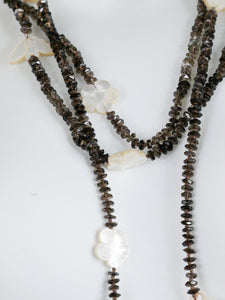 Jehanne De Biolley Jehanne De Biolley Multi Beaded mother of pearl and smoky quartz necklace - size
