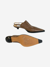 Load image into Gallery viewer, Brown leather pointed-toe slingback mules - size EU 40 Heels Petar Petrov 
