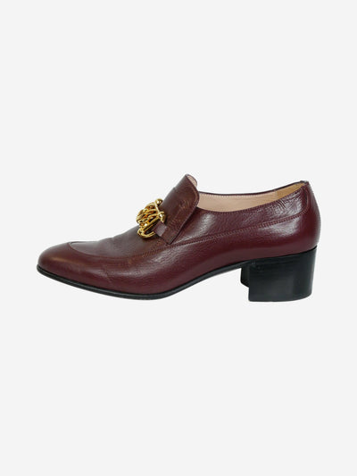 Burgundy heeled loafers with gold buckle - size EU 38.5 Heels Gucci 