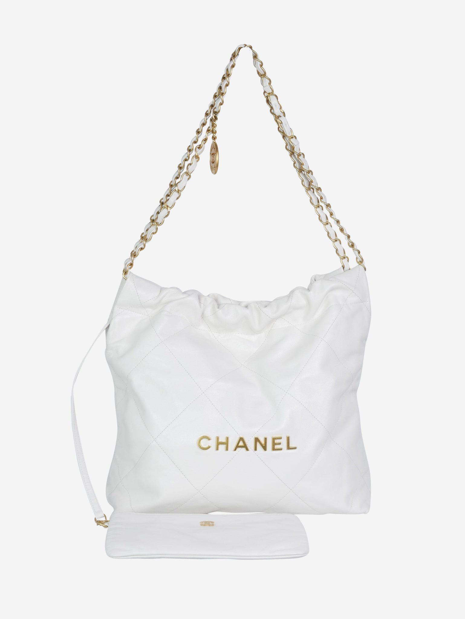 White pre-owned Chanel 22 handbag