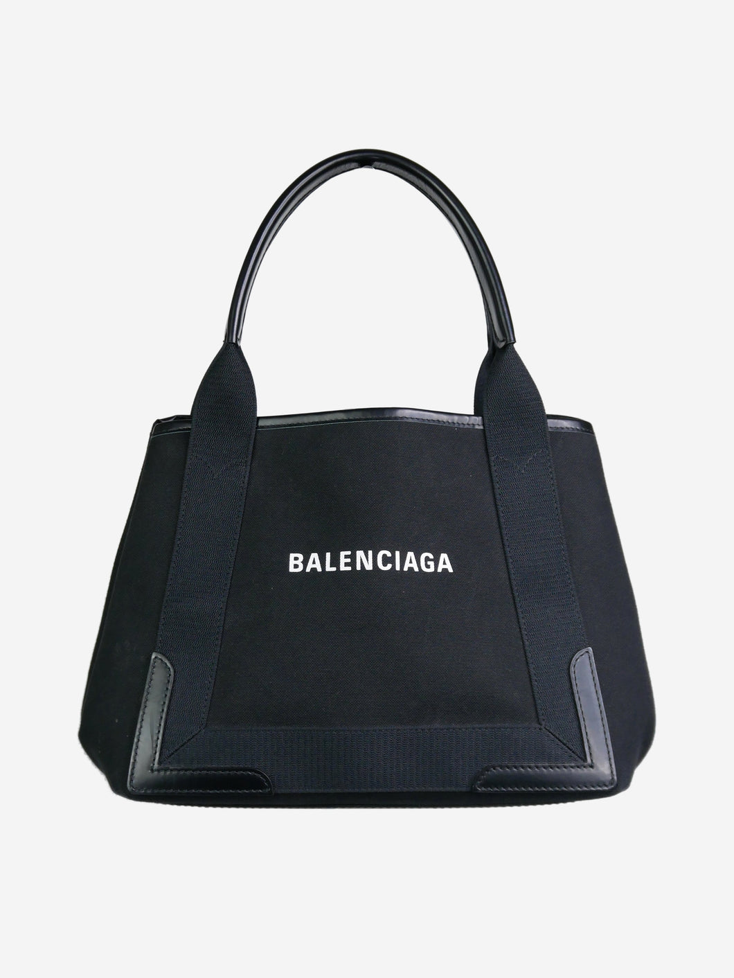 Black Cabas leather-trimmed printed organic cotton-canvas tote Top Handle Bags Balenciaga 