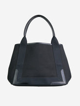 Load image into Gallery viewer, Black Cabas leather-trimmed printed organic cotton-canvas tote Top Handle Bags Balenciaga 
