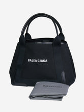 Load image into Gallery viewer, Black Cabas leather-trimmed printed organic cotton-canvas tote Top Handle Bags Balenciaga 
