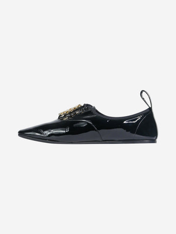 Black patent Anagram Derby shoes Flat Shoes Loewe 
