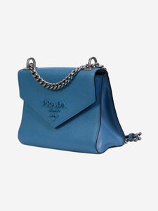 Prada Blue Saffiano leather chain shoulder bag