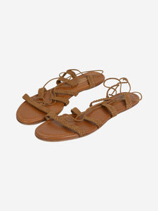 Aquazzura Brown woven flat sandals - size EU 37.5