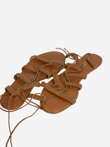 Aquazzura Brown woven flat sandals - size EU 37.5