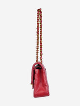 Load image into Gallery viewer, Red small lambskin vintage 1991-1994 Classic gold hardware double flap Shoulder bags Chanel 
