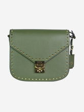 Load image into Gallery viewer, Green spring lock closure studded flap shoulder bag Shoulder bags MCM 
