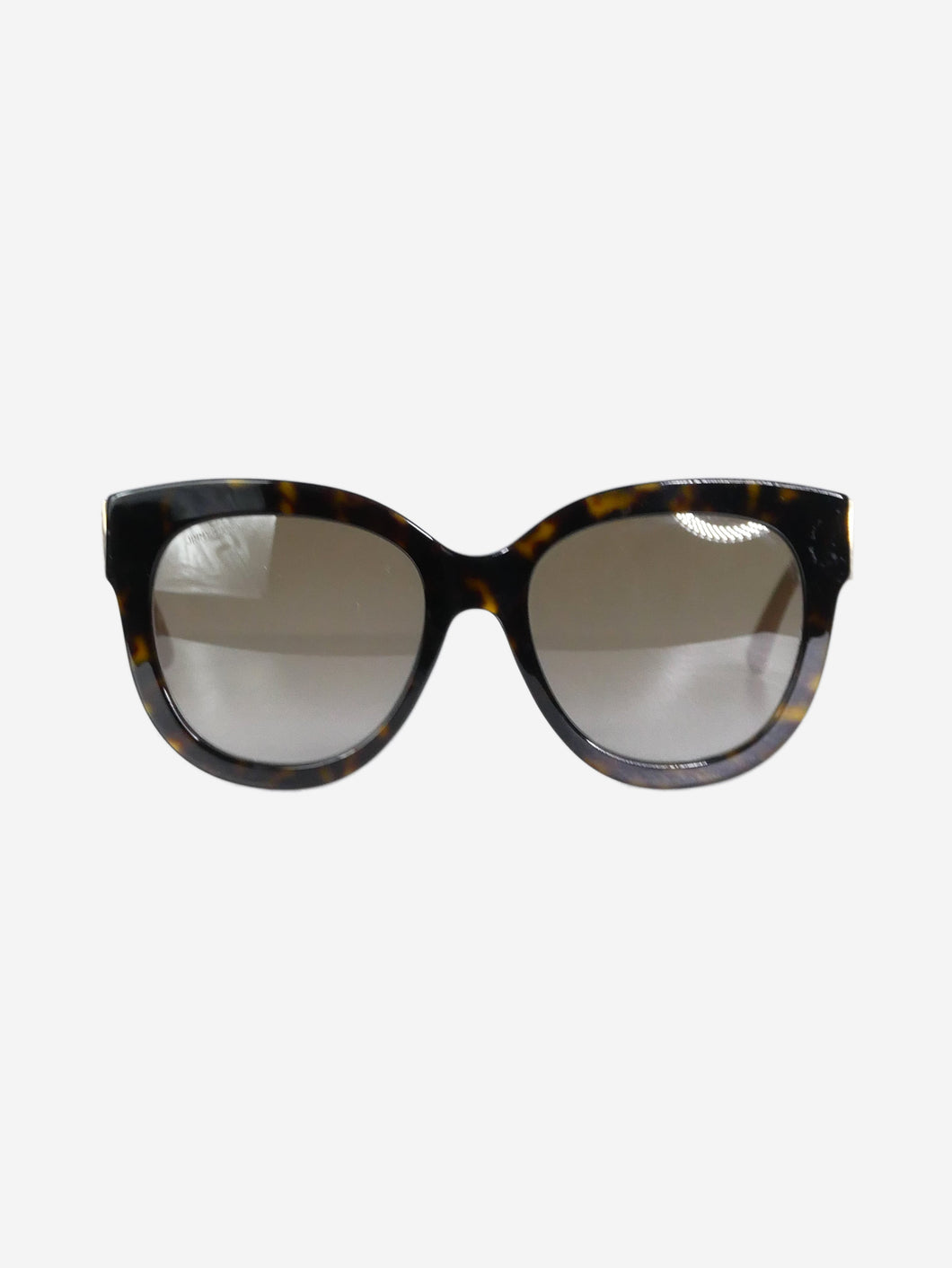 Brown tortoise shell round sunglasses with brand details at arm Sunglasses Jimmy Choo 