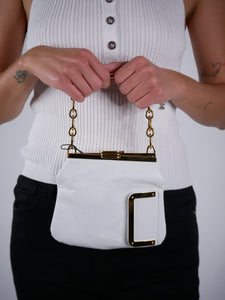 Bienen Davis White leather top handle bag