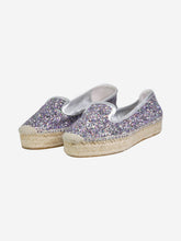 Load image into Gallery viewer, Silver sparkly sequin espadrilles Flat Shoes Alexander McQueen 

