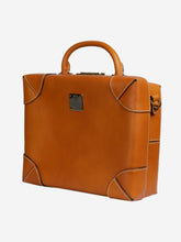 Load image into Gallery viewer, Brown briefcase with gold hardware detail, top handle, contrasted stitching and a detachable shoulder strap Shoulder bags MCM 
