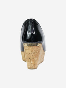 Jimmy Choo Black patent cork wedge heels - size EU 36