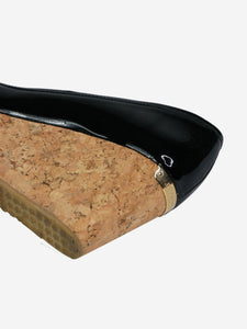 Jimmy Choo Black patent cork wedge heels - size EU 36