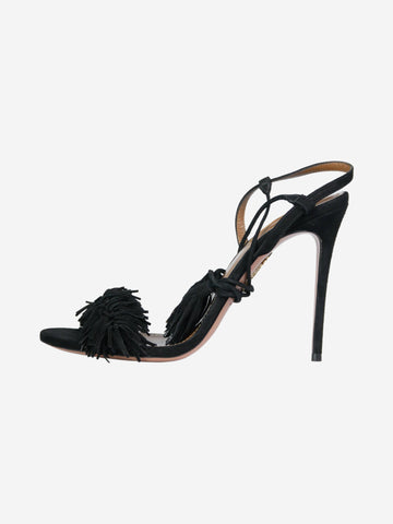 Black suede fringed sandal heels Heels Aquazurra 