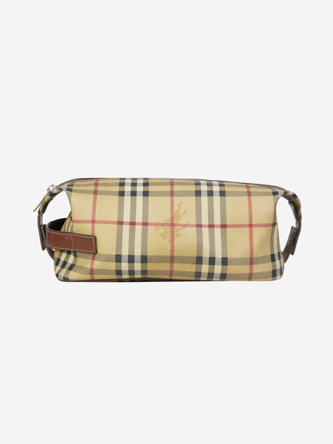 Brown vintage check and leather travel pouch Wallets, Purses & Small Leather Goods Burberry 