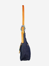 Load image into Gallery viewer, Blue denim flap jewelled shoulder flap Shoulder bags Claudio Orciani 
