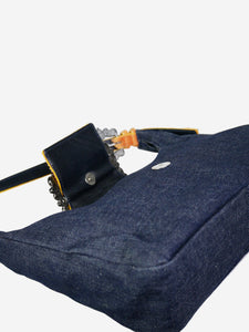Claudio Orciani Blue denim flap jewelled shoulder flap