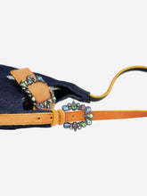 Load image into Gallery viewer, Blue denim flap jewelled shoulder flap Shoulder bags Claudio Orciani 
