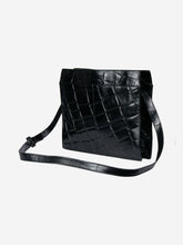 Load image into Gallery viewer, Black leather shoulder bag with front and rear flap pockets Shoulder bags Prada 
