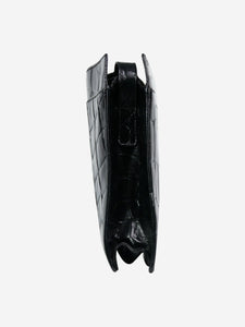 Prada Black leather shoulder bag with front and rear flap pockets