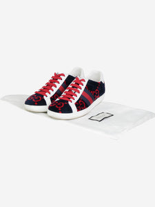 Gucci Blue Ace towelled monogram trainers - size EU 35