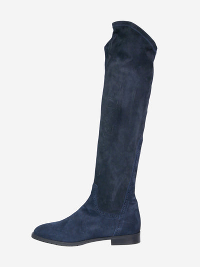 Blue suede knee-high boots Boots Dirndl + Bua 