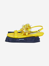 Load image into Gallery viewer, Yellow patent floral embellished sandals - EU 38.5 (UK 5.5) Flat Sandals Prada 
