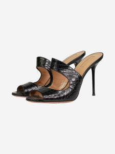 Aquazzura Black croc skin sandal heels- size EU 40