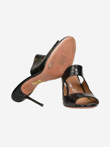 Aquazzura Black croc skin sandal heels- size EU 40