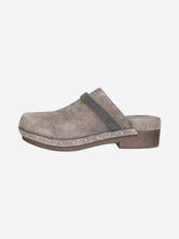Load image into Gallery viewer, Grey suede clogs Heels Brunello Cucinelli 
