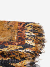 Load image into Gallery viewer, Brown multi print frayed edge silk scarf Hats, Scarves and Gloves Pierre-Louis Mascia 
