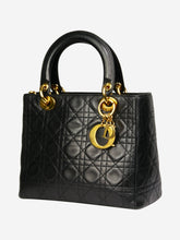 Load image into Gallery viewer, Black 1997 medium Lady Dior bag Top Handle Bags Christian Dior 
