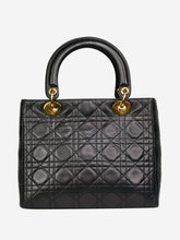 Load image into Gallery viewer, Black 1997 medium Lady Dior bag Top Handle Bags Christian Dior 
