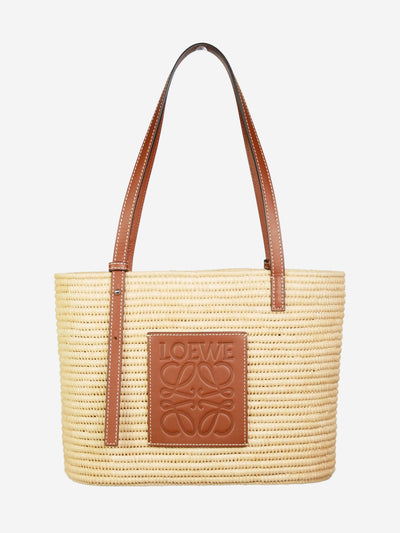 Neutral Anagram leather-trimmed raffia basket bag Tote Bags Loewe 