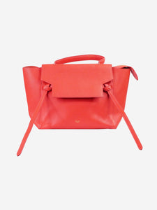 Red pre-owned Celine Mini belt bag in grained calfskin with gold tone  hardware
