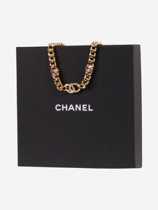 Chanel Gold bejewelled CC chain necklace