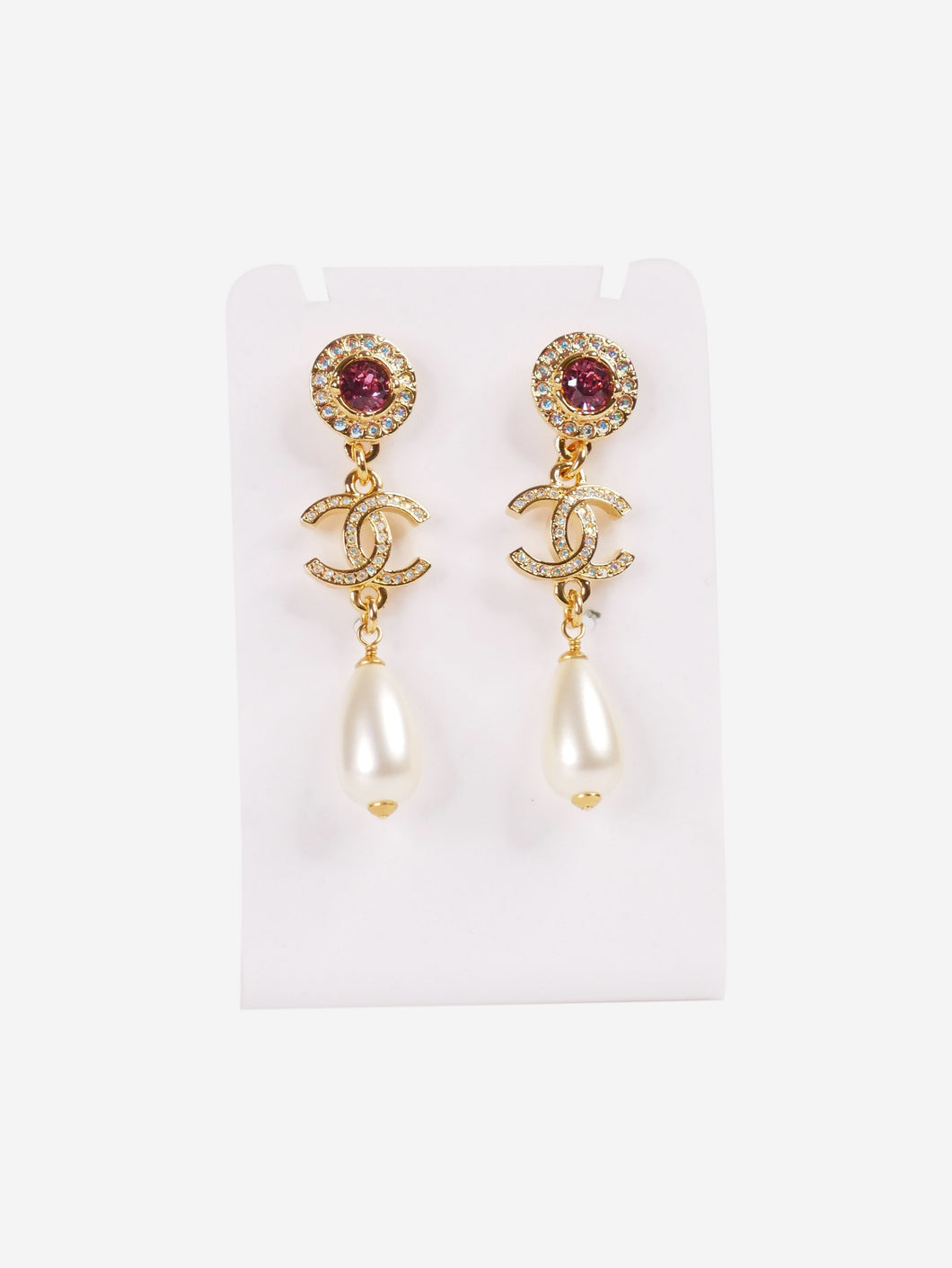 Gold CC pearl drop earrings Jewellery Chanel 
