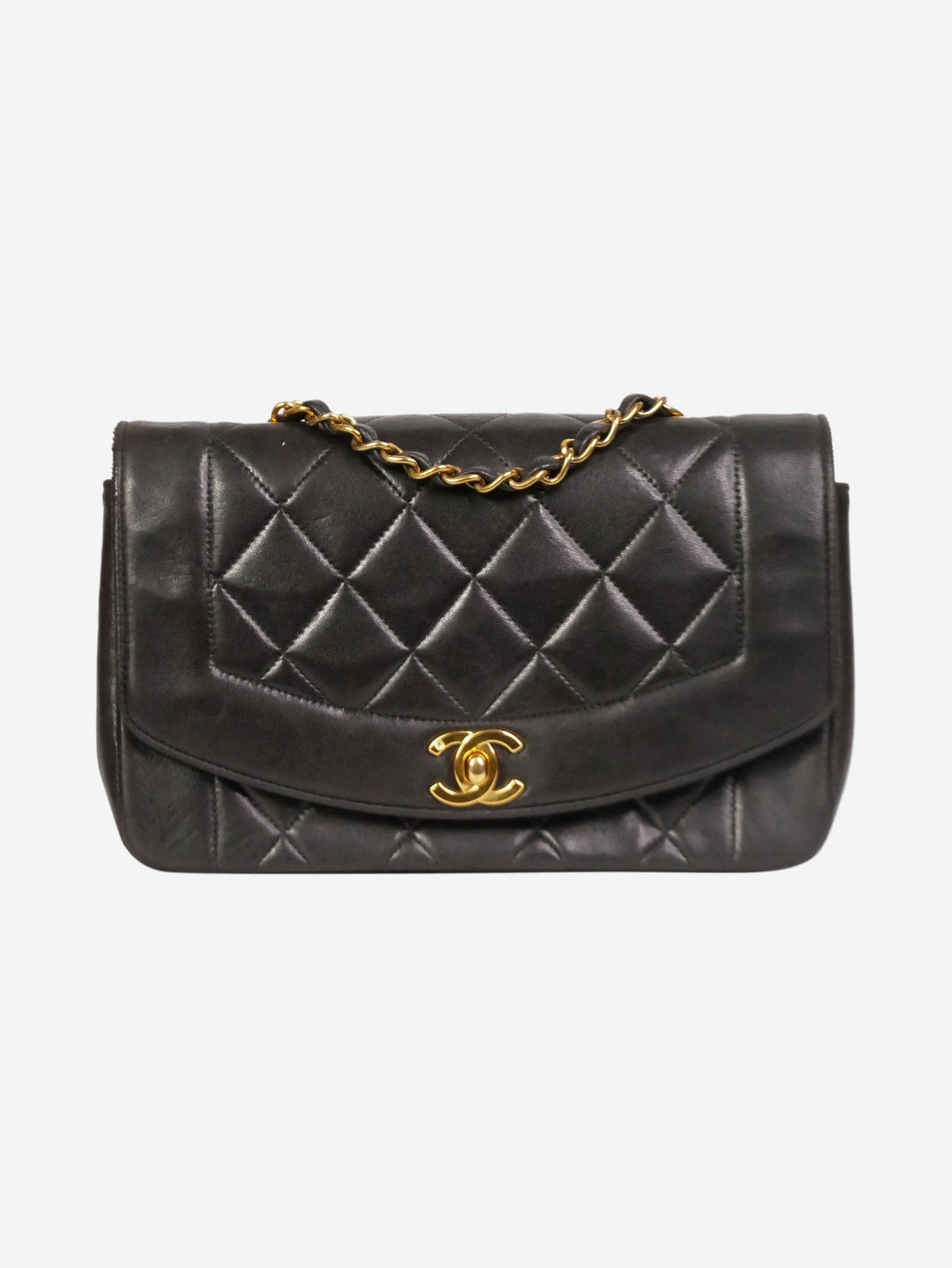 Black leather small vintage 1994-1996 Diana gold hardware flap bag Shoulder bags Chanel 