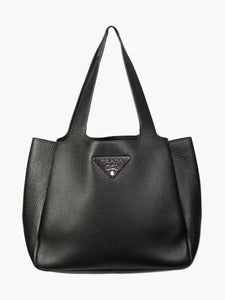 Prada Black Vitello Daino soft leather tote bag