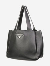 Load image into Gallery viewer, Black Vitello Daino soft leather tote bag Top Handle Bags Prada 
